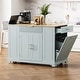 preview thumbnail 6 of 14, Bar Table Rolling Fluted Kitchen Island with Trash Can