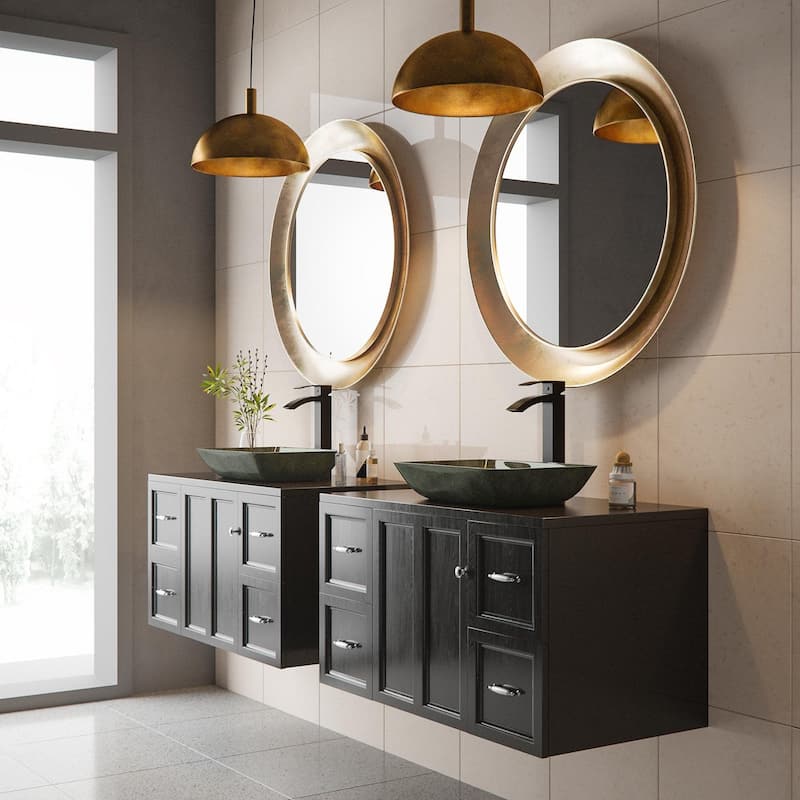 Vigo Onyx 13" Glass Vessel Bathroom Sink with 1.2 GPM Duris Deck