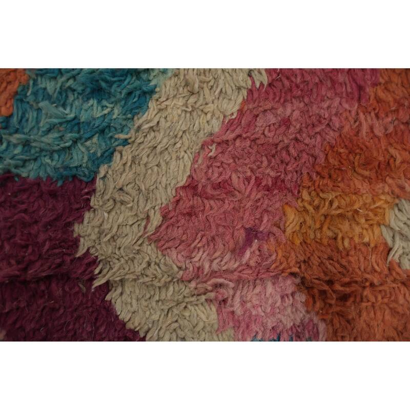 Hand Knotted Oriental 100% Wool Carpet Modern Geometric Multi-Colored Moroccan Area Rug - 12' 11'' X 8' 9''