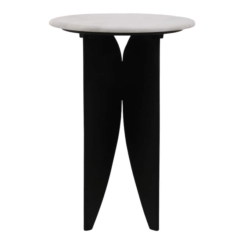 Contemporary Round Pedestal Stone Top Accent Table - 24"