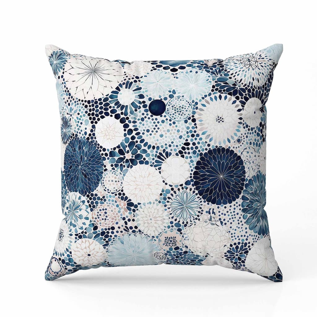 Crystal Drift Indoor/Outdoor Reversible Throw Pillow White and Blue