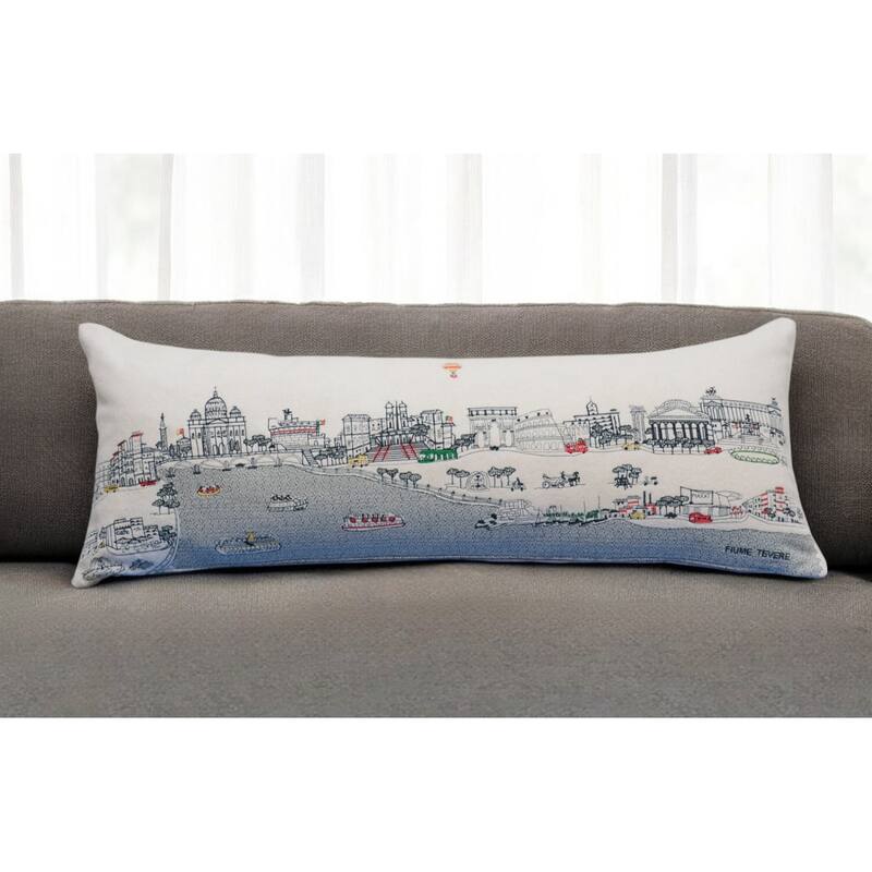 HomeRoots 35" White Rome Daylight Skyline Lumbar Decorative Pillow - Bed Rest - Polyester