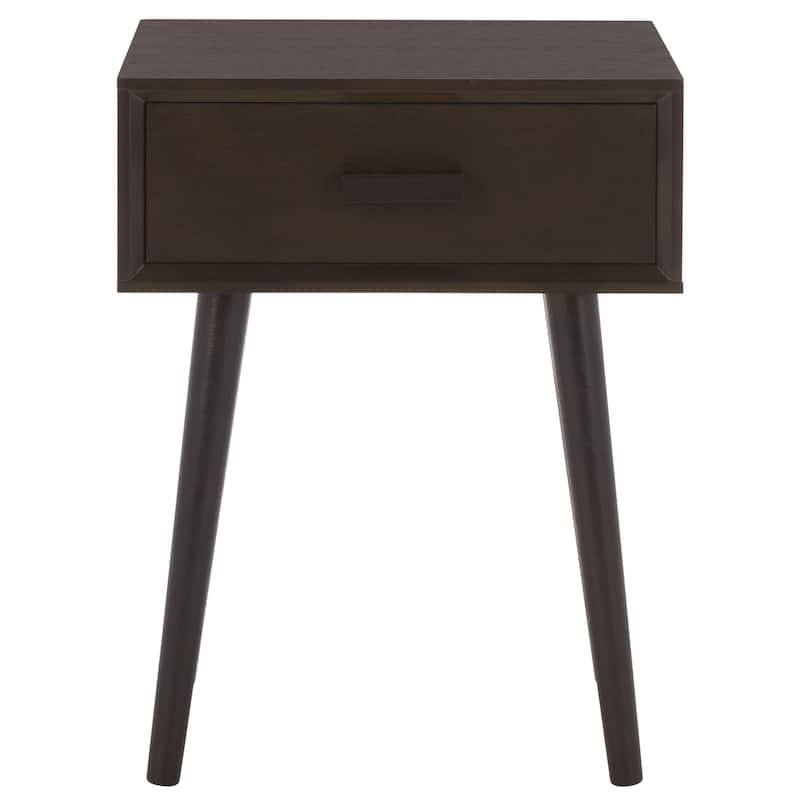 SAFAVIEH Fraida 1-Drawer Side Table - 15.8" x 11.8" x 20.8" - 16"W x 12"D x 21"H - Dark Chocolate