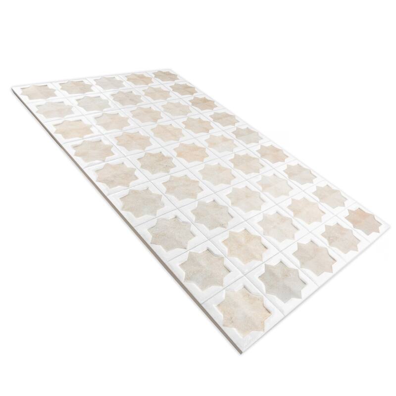 Merola Tile Tetuan Astre Arena White 12-1/8" x 21-7/8" Porcelain Wall Tile