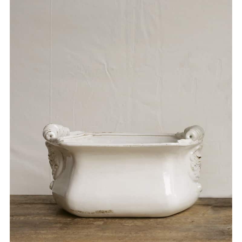 White Terracotta Cache Pot