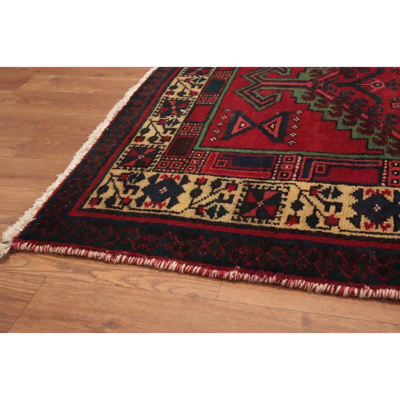 Hand Knotted Oriental 100% Wool Carpet Traditional Geometric Green Ardebil Runner Rug - 11' 2'' X 3' 4''