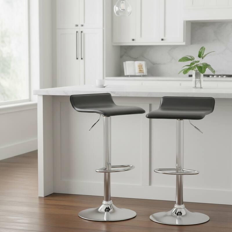 Modern Adjustable Bar Stools (Set of 2) - 23.5 - 31.5"h - Black