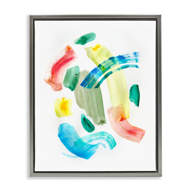 Stupell Curved Retro Abstraction Framed Floater Canvas Wall Art Design By Gemma Bardot - 17 x 21 - Grey