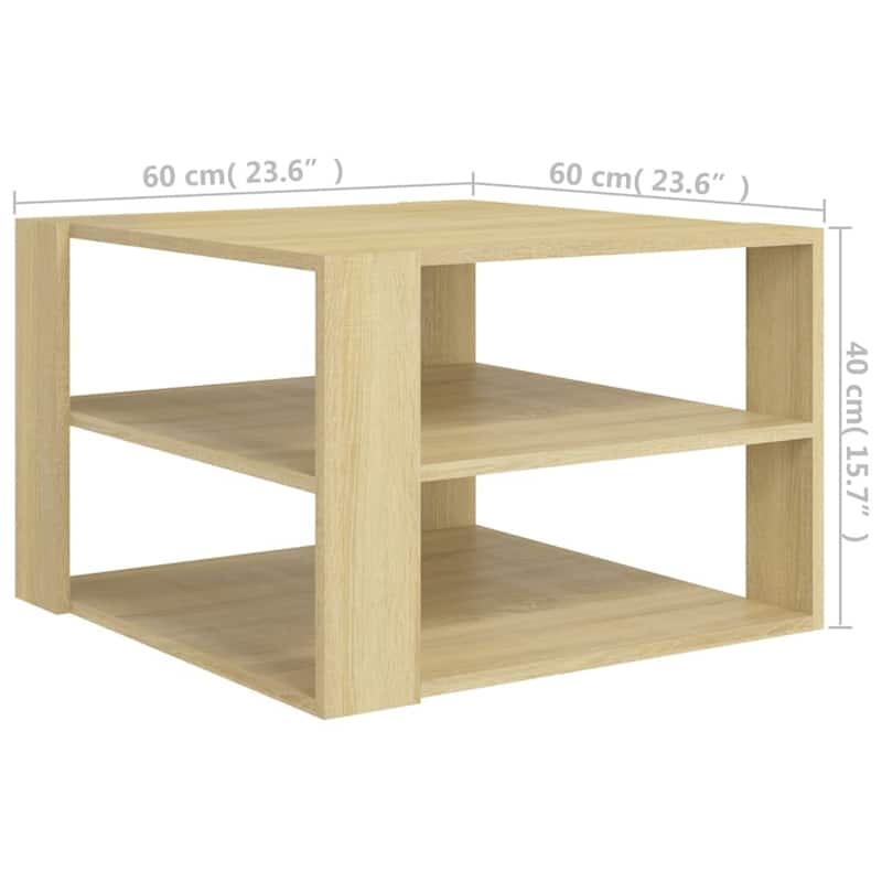 vidaXL Coffee Table Sonoma Oak 24"x24"x16" Chipboard