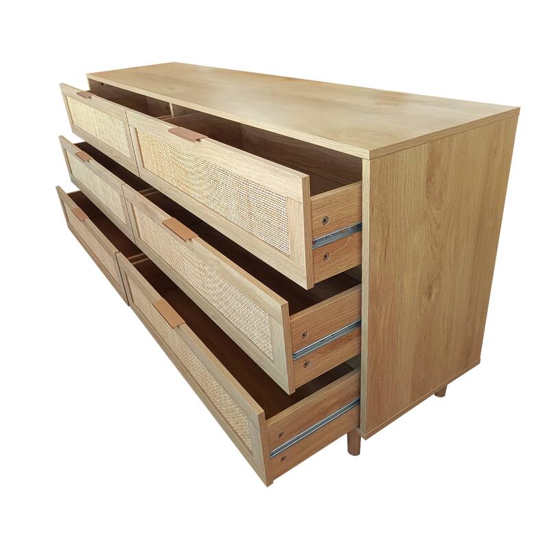 6-Drawers Rattan Storage Cabinet Rattan Drawer