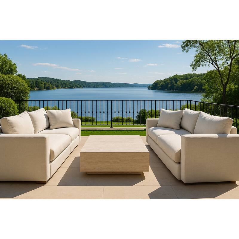 Genuine Travertine Limestone Block Coffee Table, 54" Extra Large