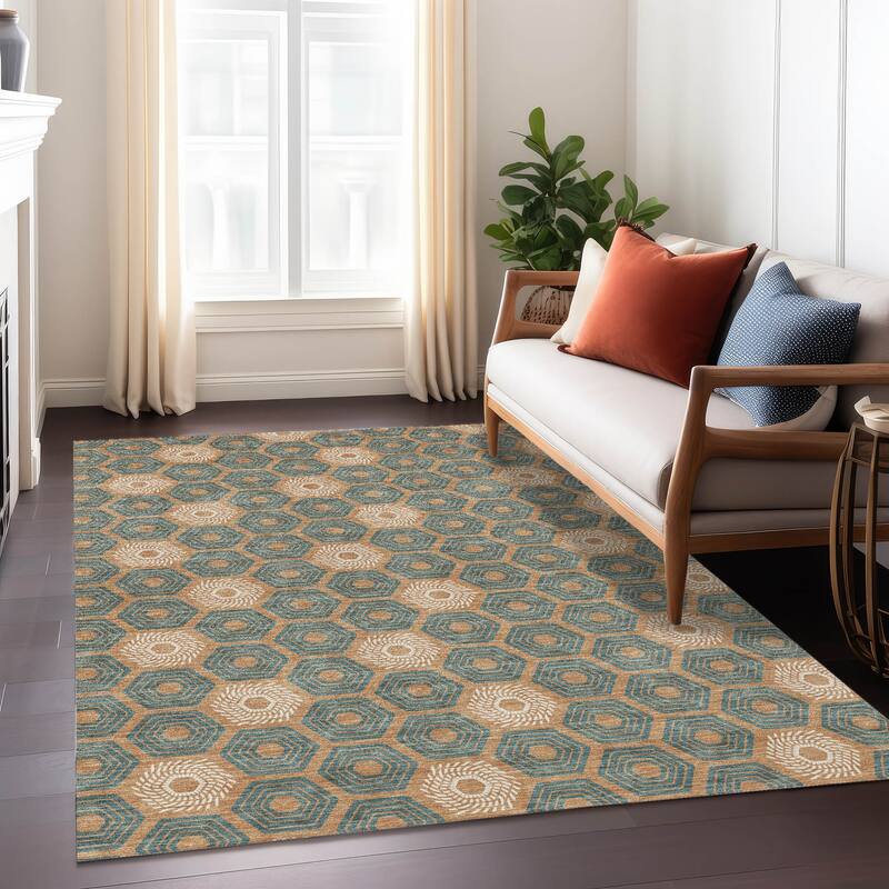 Machine Washable Indoor/ Outdoor Modern Hugoton Chantille Rug