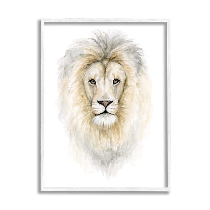 Stupell Lion Mane Watercolor Portrait Kids' Nursery Safari Animal Framed Wall Art - Yellow