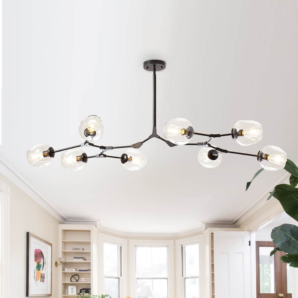 Belladepot Black Modern Full-angle Adjustable Chandelier with Clear Glass Shade