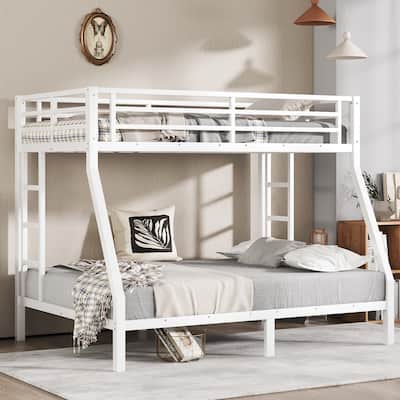 Metal Twin over Full Bunk Bed for Teens and Adults,Space-Saving/Noise Reduced/No Box Spring Needed, White