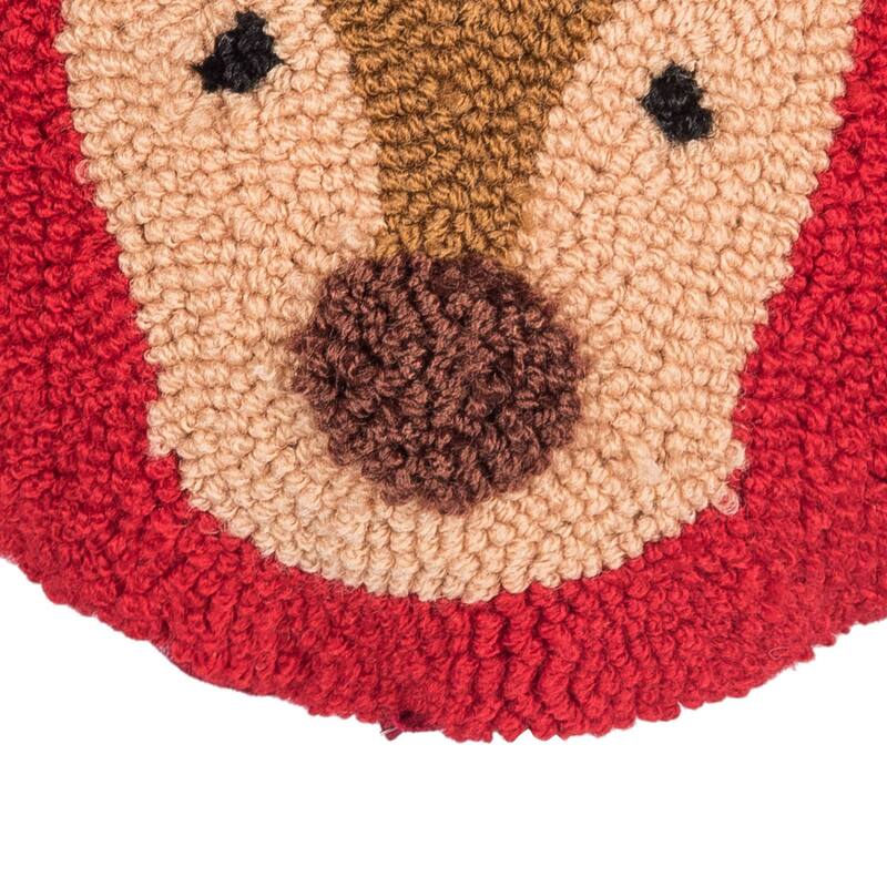 Mini Round Reindeer Hooked Pillow