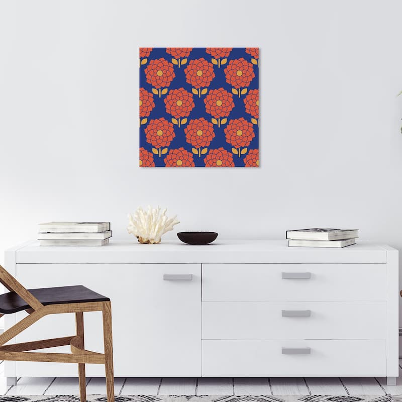 Wynwood Studio Canvas Floral and Botanical One of Tokyo Flower Pattern Orange and Dark Orange Modern Wall Art Canvas Print - 20 x 20