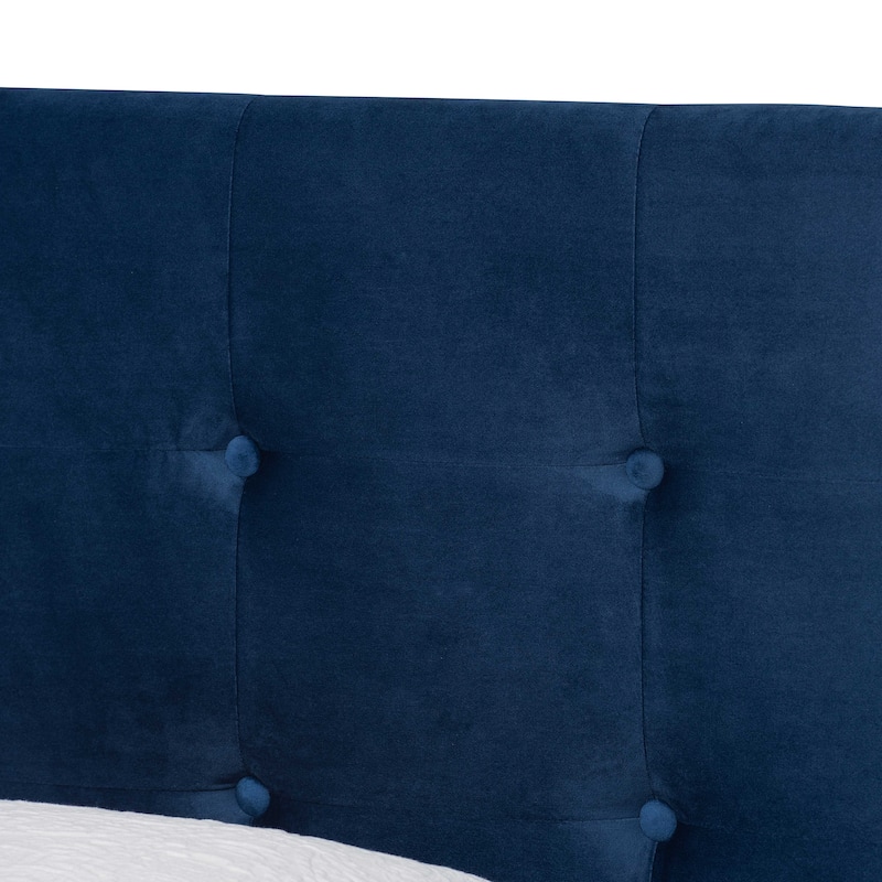 Caprice Contemporary Glam Velvet Fabric Twin Size Panel Bed