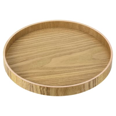 Wood Serving Tray Round Decorative Platter Kitchen Table Candle Holder