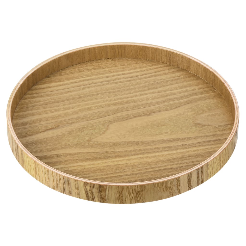 Wood Serving Tray Round Decorative Platter Kitchen Table Candle Holder