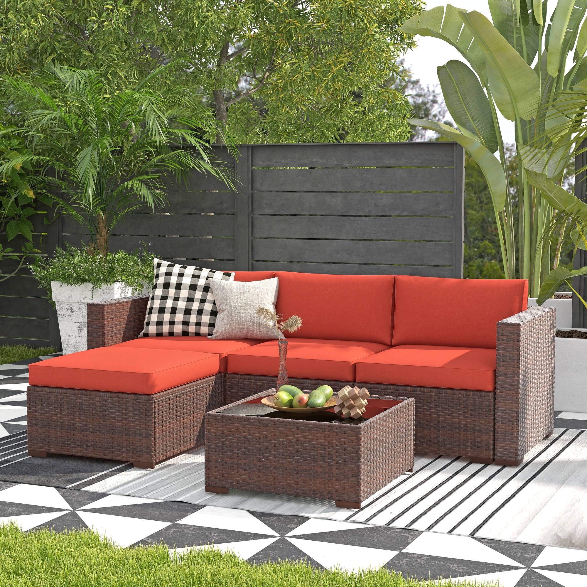 Huang 5 piece rattan sectional 2025 seating