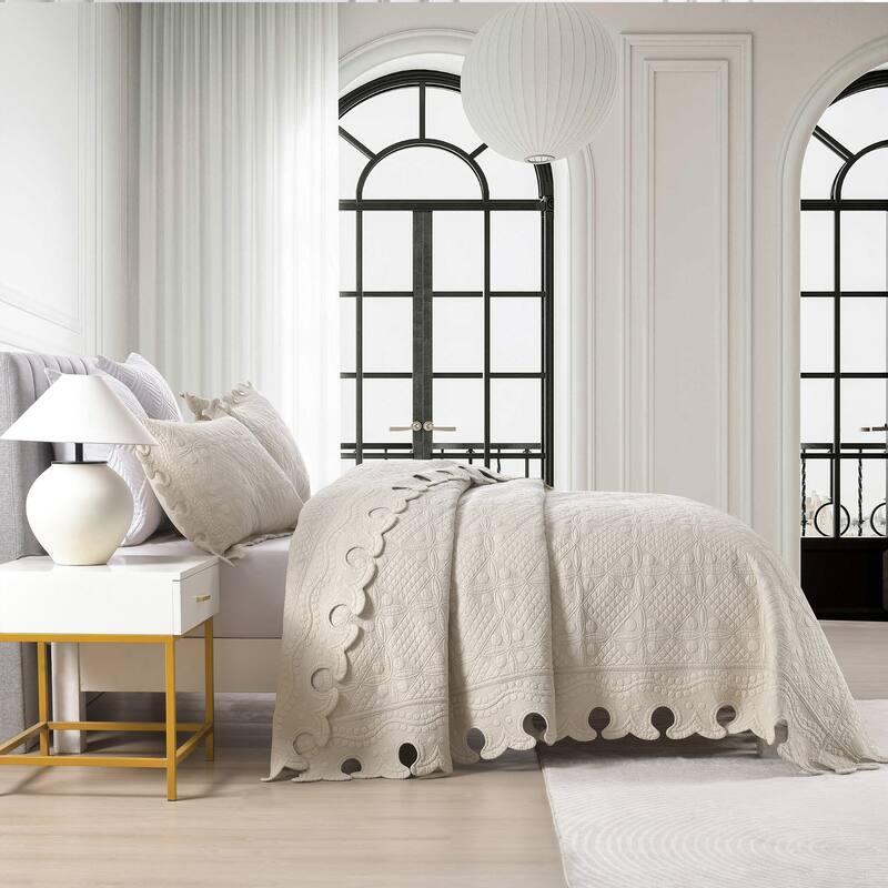 MarCielo 3PCS 100% Cotton Oversized Bedspread Set Coverlet Quilt Set TW
