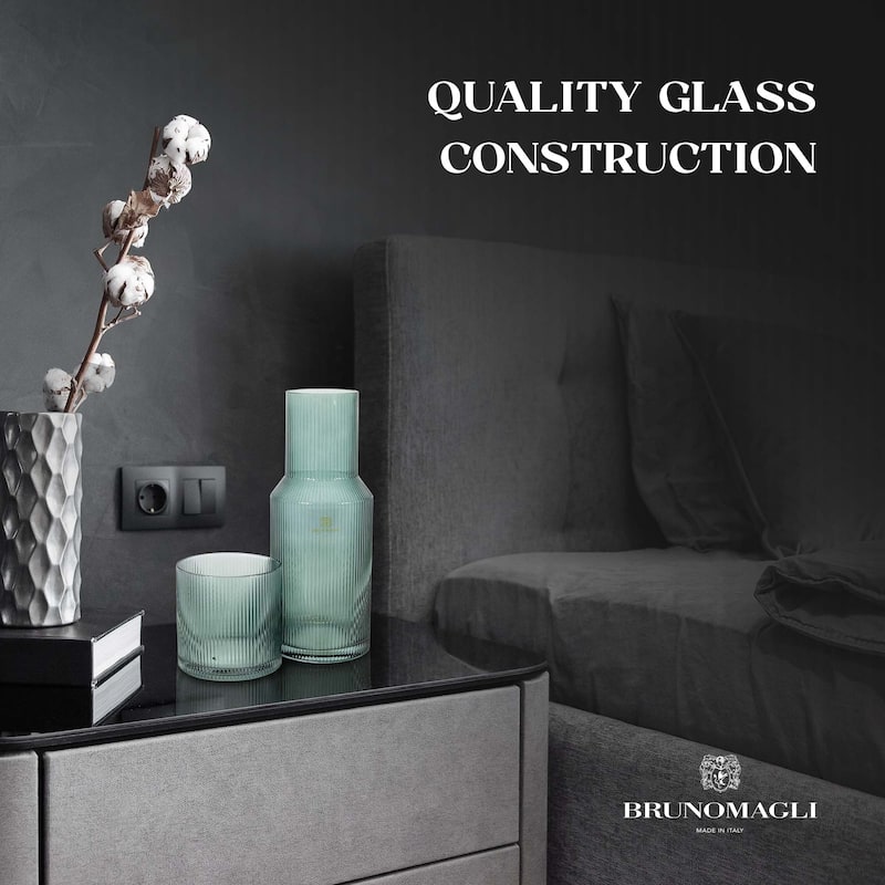 Bruno Magli Ribbed Carafe with Tumbler Lid - 28 oz