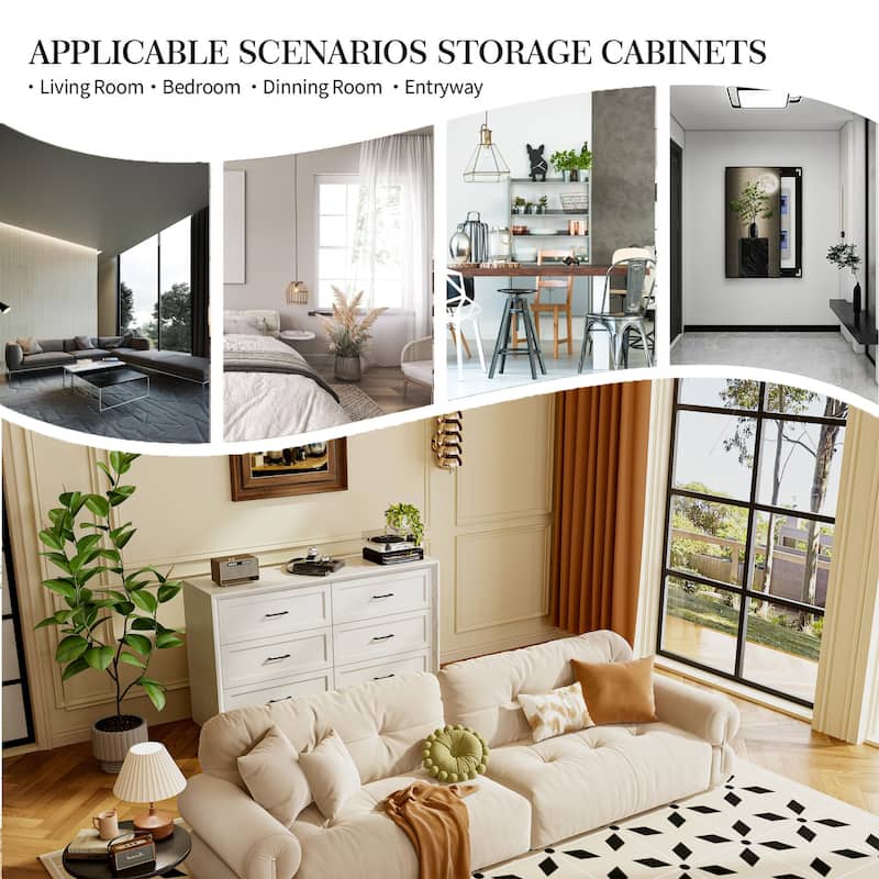 Modern Wooden Chest of Drawers with 6 Spacious Storage Compartments, Dark Brown Entryway Cabinet Dresser