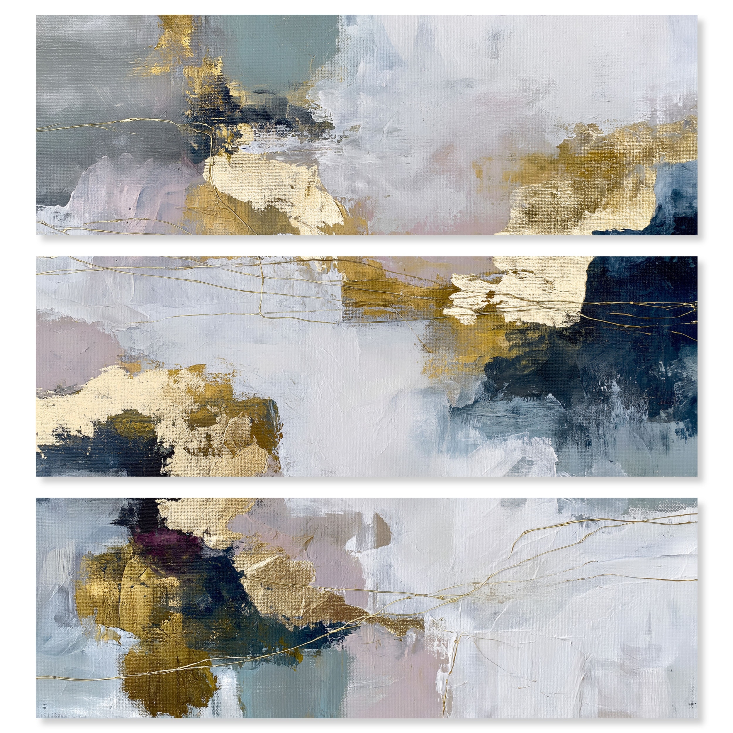 Gold Tides Large Abstract Art Set Canvas Print by Art Remedy