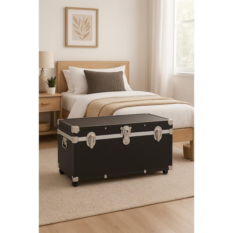 HomeStock Lockable Under Bed Storage Trunk - Heavy Duty Portable Footlocker for College Dorms & Camps with Secure Latch Closure