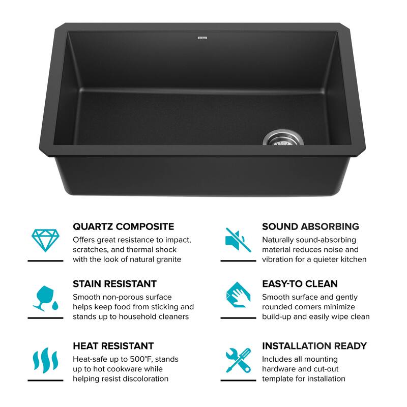 KRAUS Forteza Granite 32 inch 1-Bowl Undermount Kitchen Sink