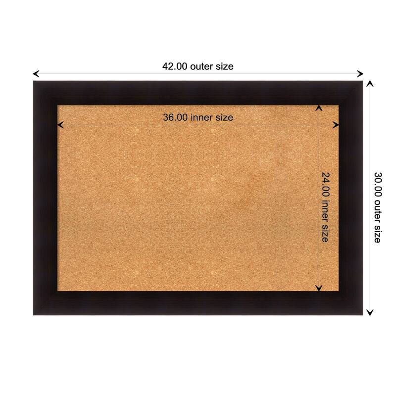 Portico Espresso Wood Framed Natural Corkboard Bulletin Board - Board Size 36x24