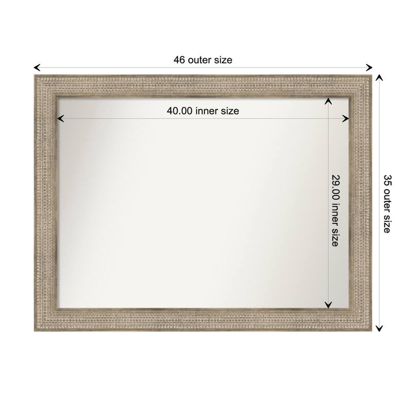 Trellis Silver Framed Non-Beveled Custom Wall Mirror, Bathroom Vanity Mirror - Outer Size: 46 x 35