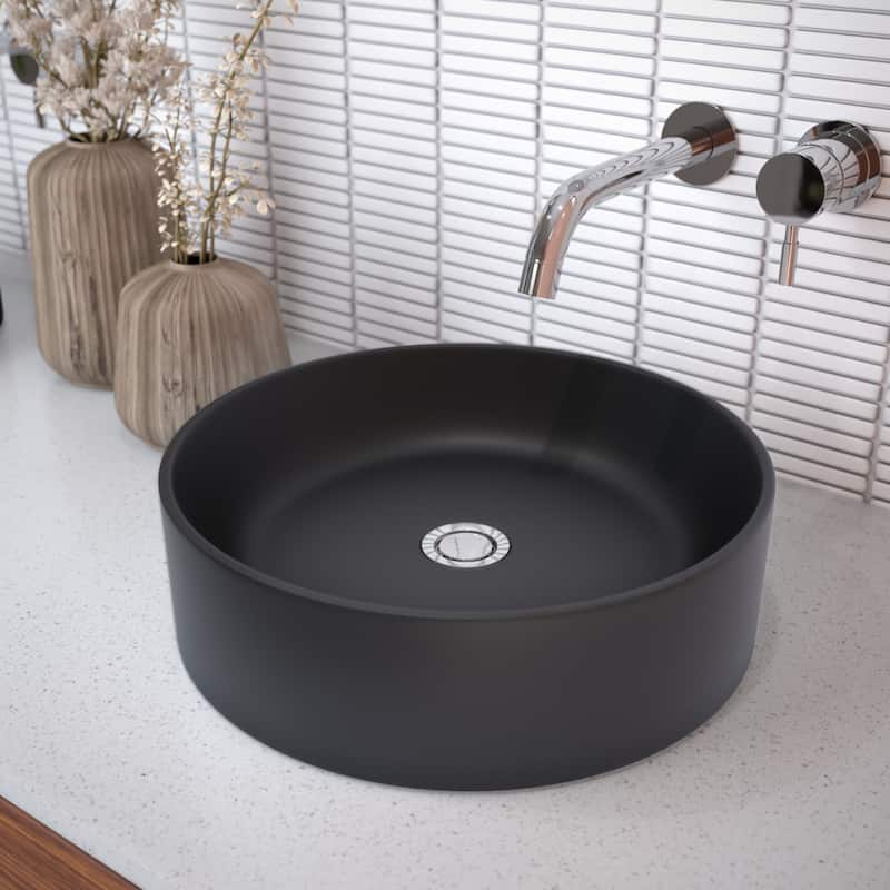 Tucana Bench Mount Ceramic Round Vessel Bathroom Sink