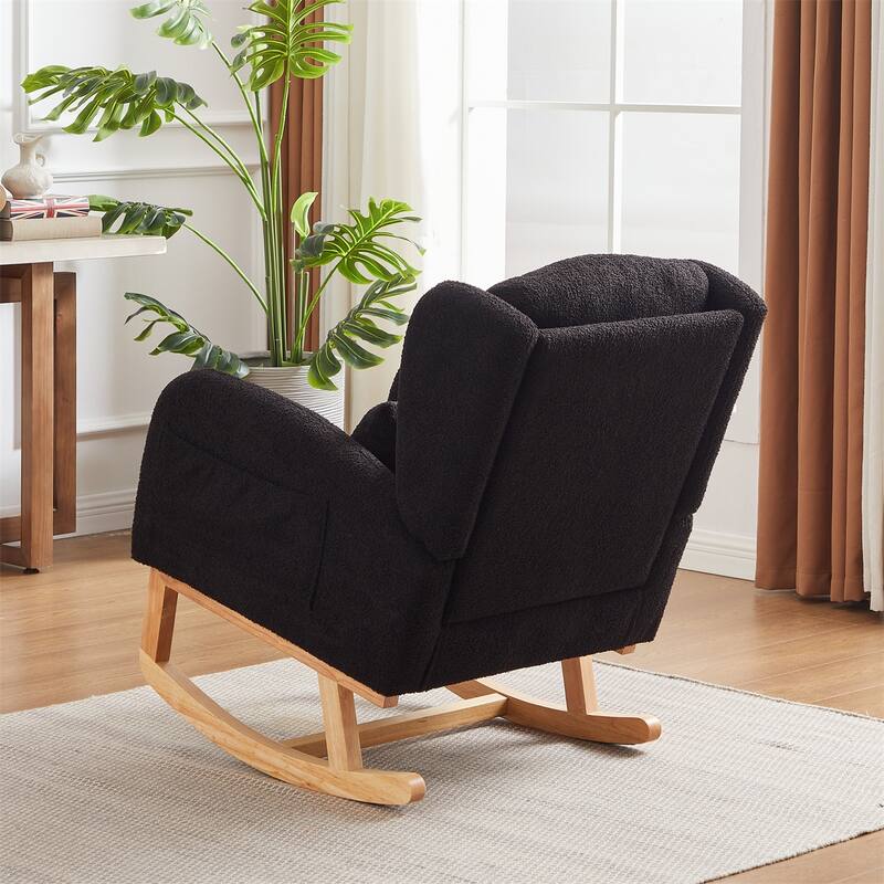 27.2"W Accent High Backrest Lounge Arm Rocking Chair, Two Side Pocket