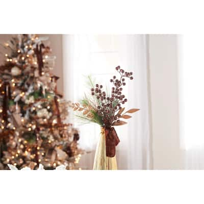 Beaded Glittered Berry Artificial Christmas Spray - 22" - Bronze - Set of 6