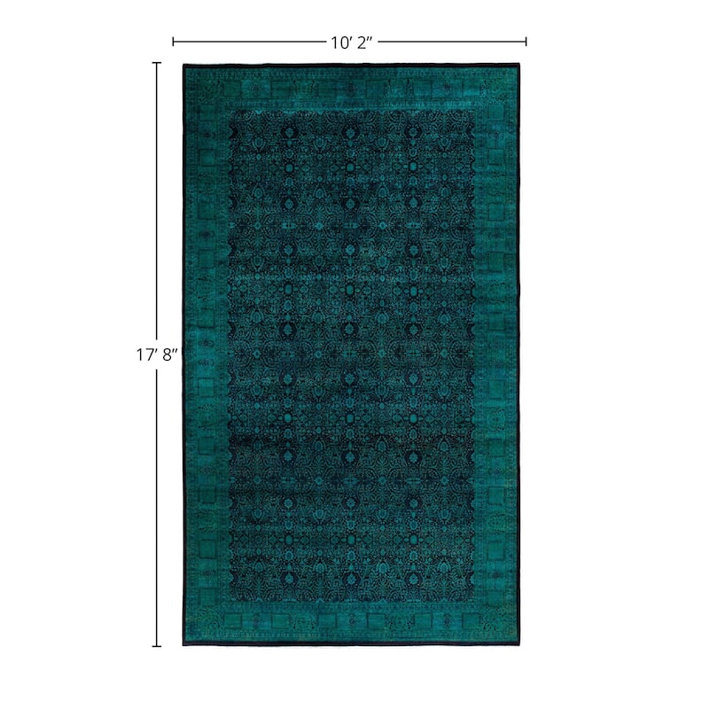 Overdyed, One-of-a-Kind Hand-Knotted Area Rug - Blue - 10' 2" x 17' 8"