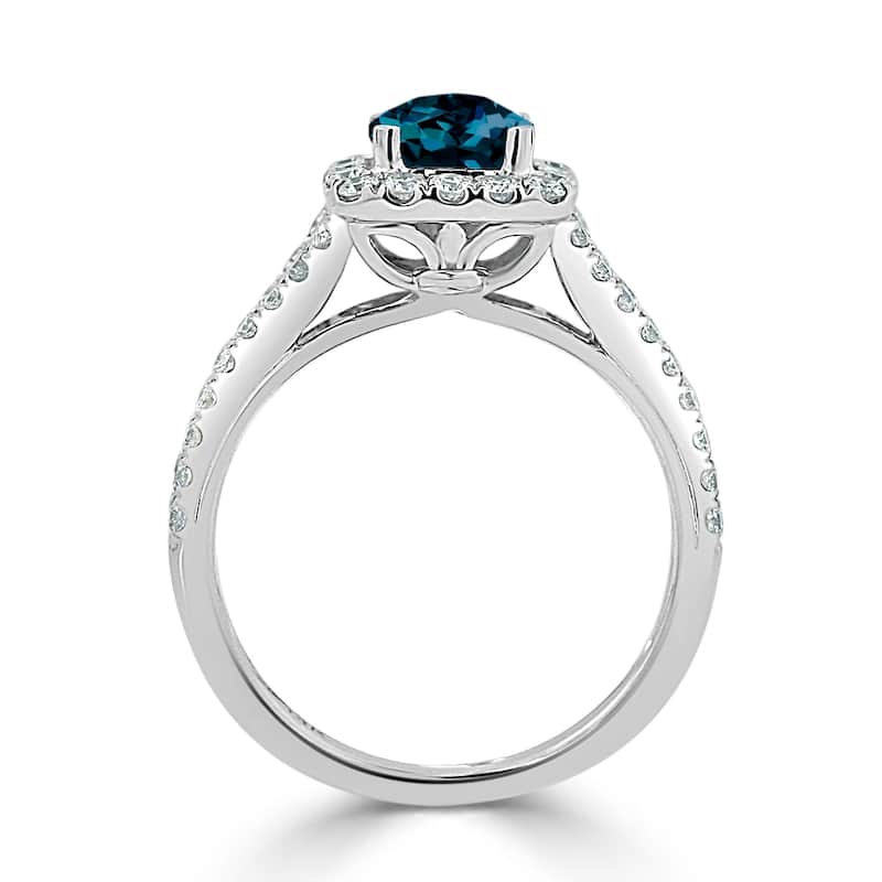 Auriya 9/10ct Cushion-cut London Blue Topaz Halo Diamond Engagement Ring 5/8ctw 14k Gold