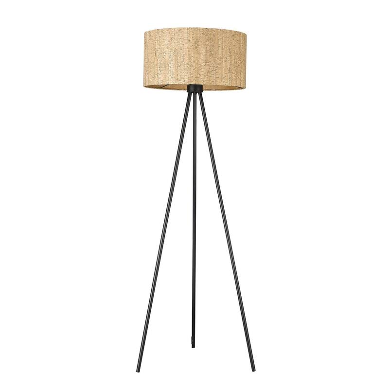 58-Inch Tripod Floor Lamp with Plastic Shade and Dimmable Light - 21.75" x 21.75" x 57.50" - Brown-Black