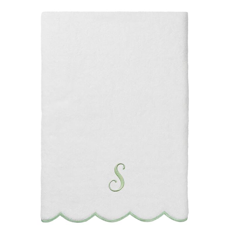 Authentic Hotel and Spa 100% Turkish Cotton Green ADORNIA Scallop Personalized 3 Piece Towel Set - 3 Piece Set