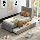 preview thumbnail 2 of 7, Twin Linen Upholstered Platform Bed with Headboard and Trundle