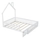 preview thumbnail 4 of 10, Full Size Wood House Platform Bed with Door and Guardrail, Kids Bed