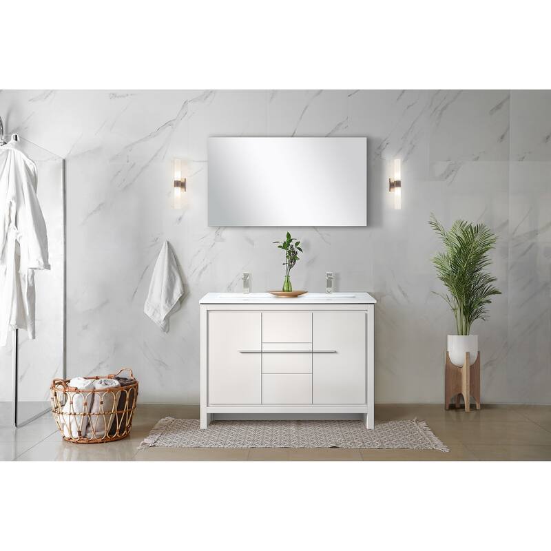 Lafarre Bath Vanity Quartz Top, Sink, Mirror & Brushed Nickel Faucet