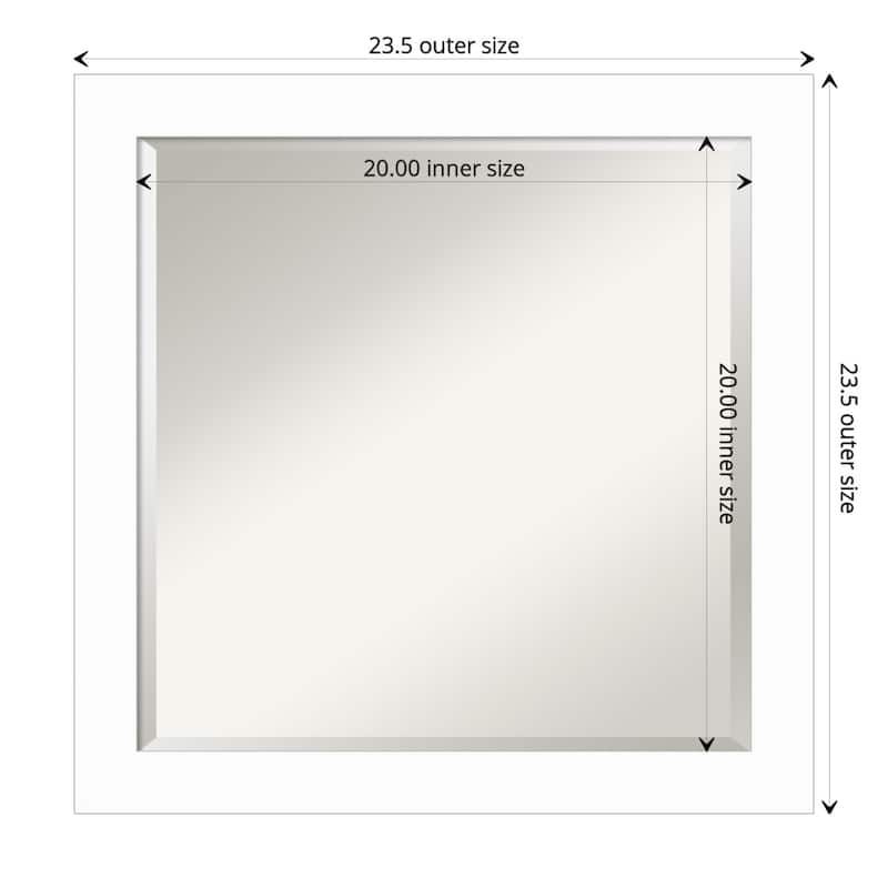 Basic Narrow Beveled Wood Framed Bathroom Vanity Wall Mirror - Basic White Narrow - Glass Size 20x20