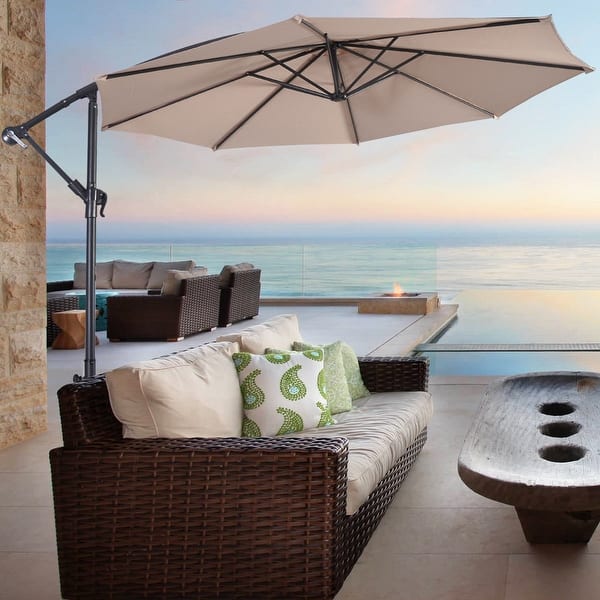 costway 10' patio outdoor sunshade hanging umbrella Costway Outdoor Patio 10' Hanging Umbrella Sun Shade W/t Cross Base - Bed  Bath & Beyond