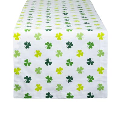 Shamrock St. Patrick's Day Cotton Table Runner - 72" - White and Green