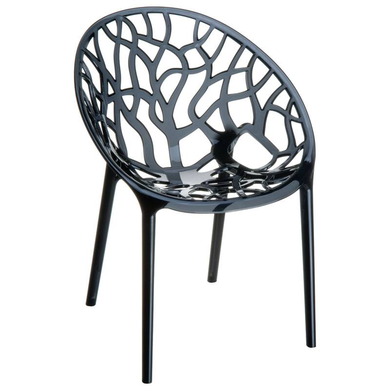 31" Black Transparent Stackable Outdoor Patio Dining Chair