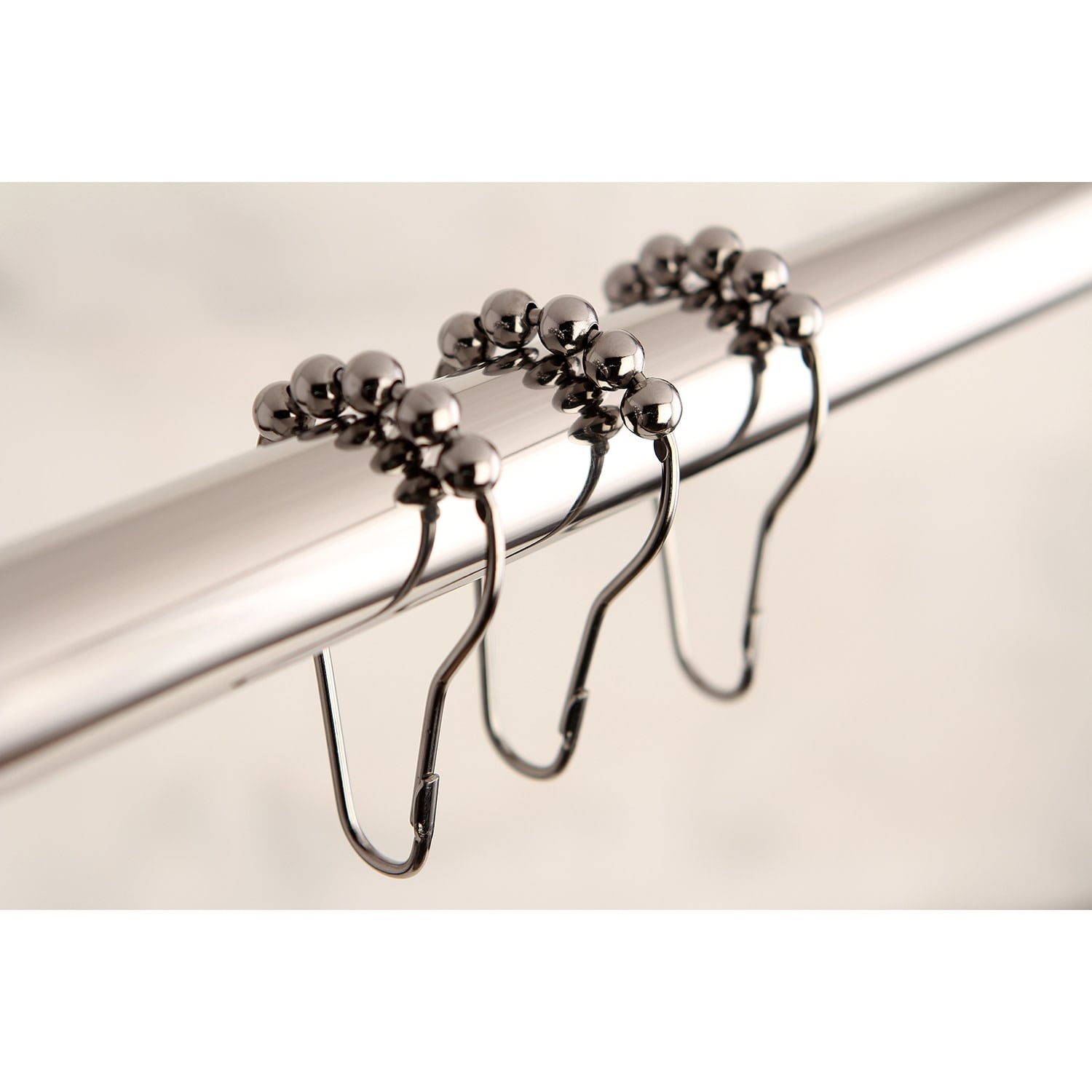 Evideco Shower Curtain Rings Plastic Hooks (Set of 12) - Solid Brown