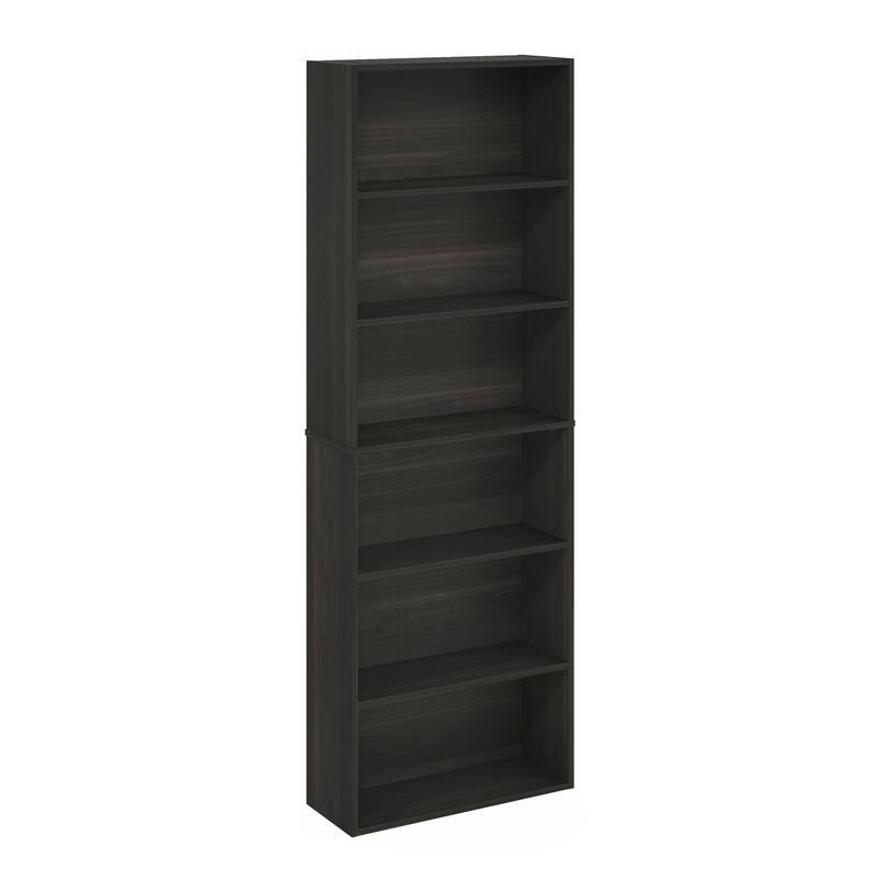 71 in. Tall Espresso Wood 6-Shelf Bookcase