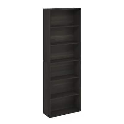 71 in. Tall Espresso Wood 6-Shelf Bookcase